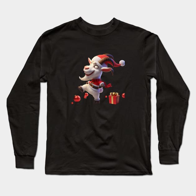 Loopy Xmas goat Long Sleeve T-Shirt by Boothy 